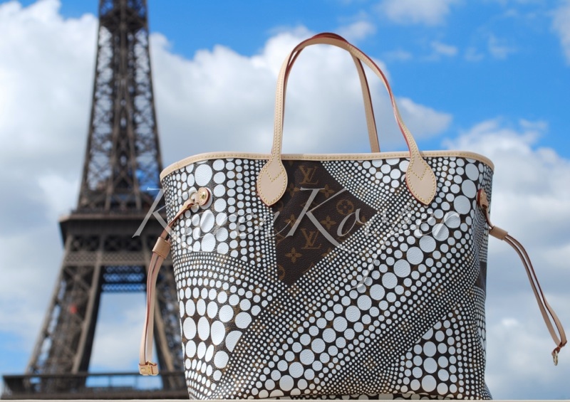 Louis Vuitton Kusama Monogram Waves Neverfull MM White