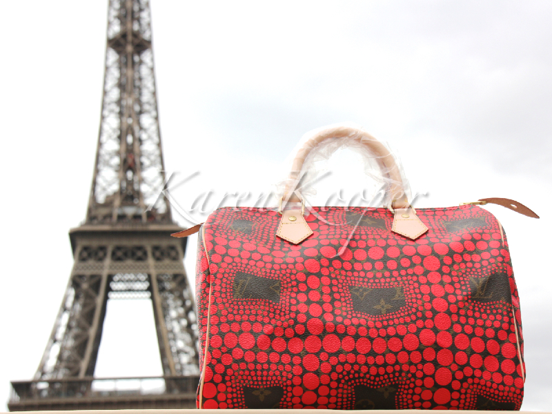 Louis Vuitton Kusama Monogram Town Speedy 30 Red
