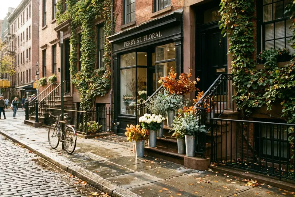 Editorial illustration of a Manhattan street, New York