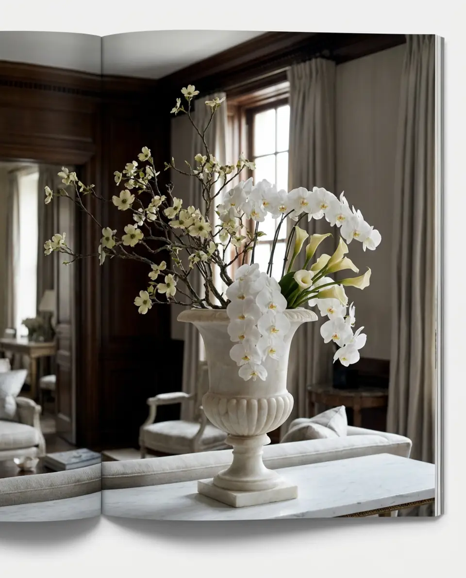 Editorial illustration of architectural, high-fashion arrangements — Ovando, Upper East Side, Manhattan