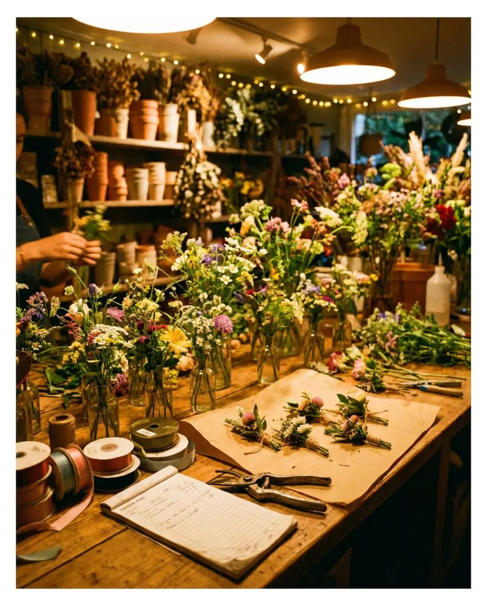 Editorial illustration of astoria's most-reviewed neighbourhood florist — Quinn Florist, Astoria, Queens
